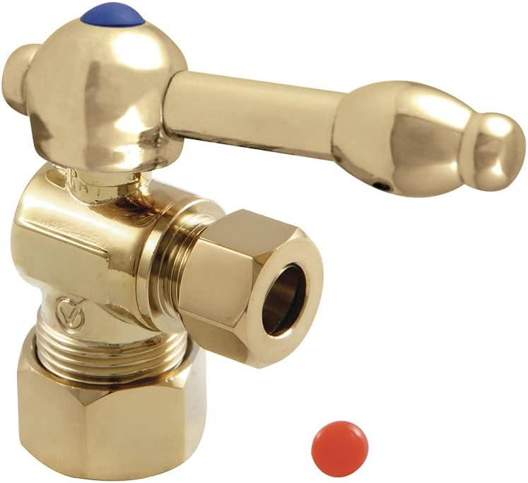 Kingston Brass Vintage 5/8-Inch OD Comp x 3/8-Inch OD Comp Quarter-Turn Angle Stop Valve