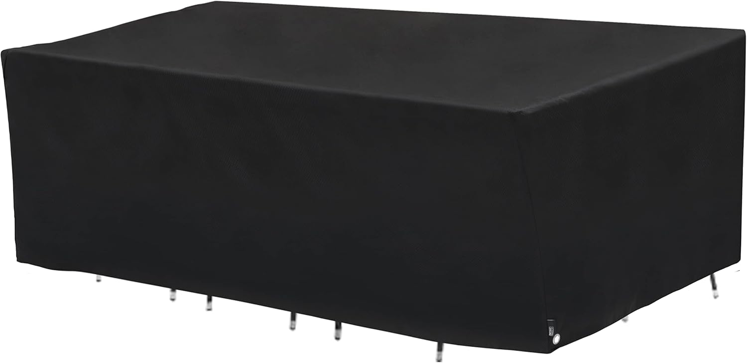 Modern Leisure Black Diamond Waterproof Oval Patio Table & Chair Set Cover, 108"L x 64"W x 34"H, Black