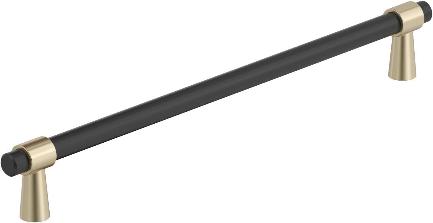 Amerock Mergence 8-13/16 inch (224mm) Center-to-Center Matte Black/Golden Champagne Cabinet Pull