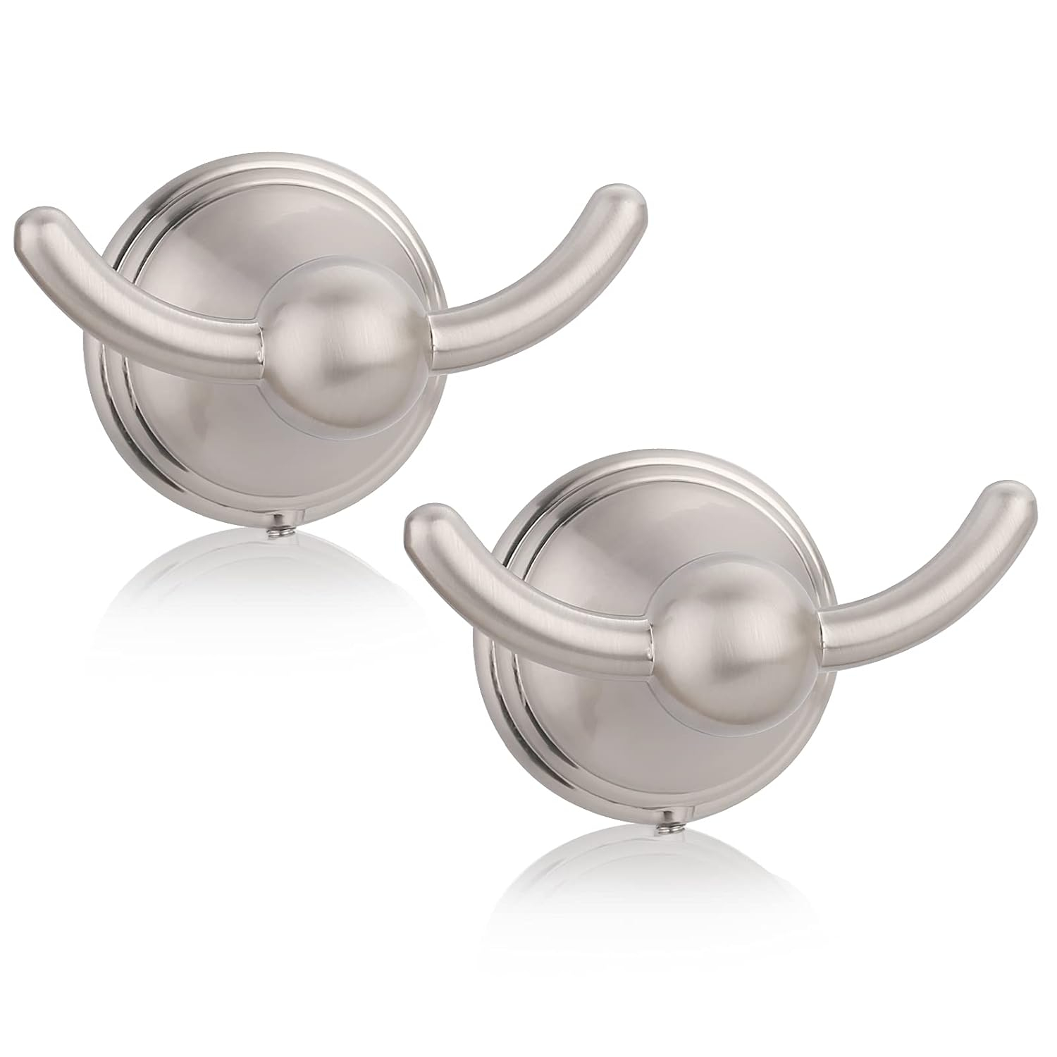 FILTA Bathroom Towel Hooks, Brushed Nickel Robe & Towel Hooks for Wall Mounted, Traditional Towel and Robe Hooks for Hanging Towels, Bath Towel Holder for Shower(2 Pack)