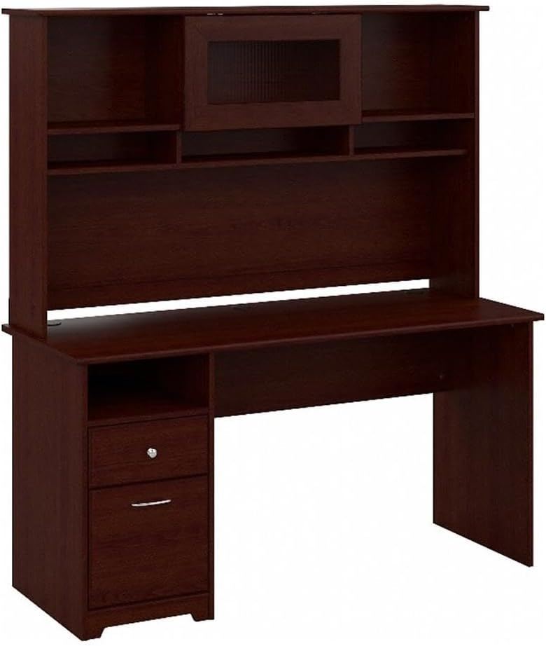 Bush Furniture Cabot 60" Computer Desk and Hutch, Espresso Oak