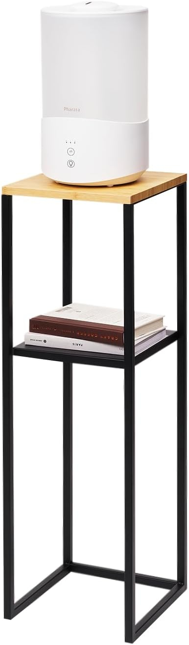 Yamazaki Home Two-Tier Display and Storage Shelf, Black, Steel + Wood