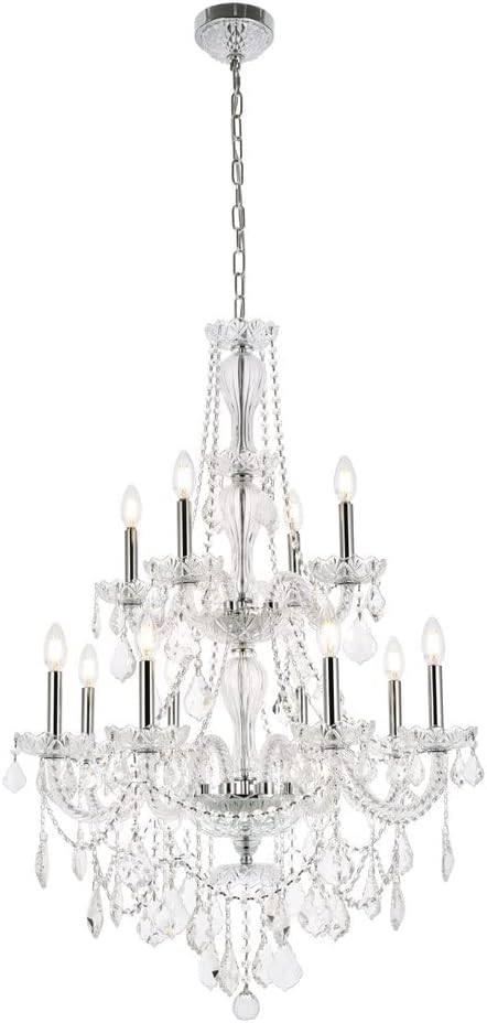 Elegant Lighting Giselle 28" 12 Light Royal Crystal Chandelier