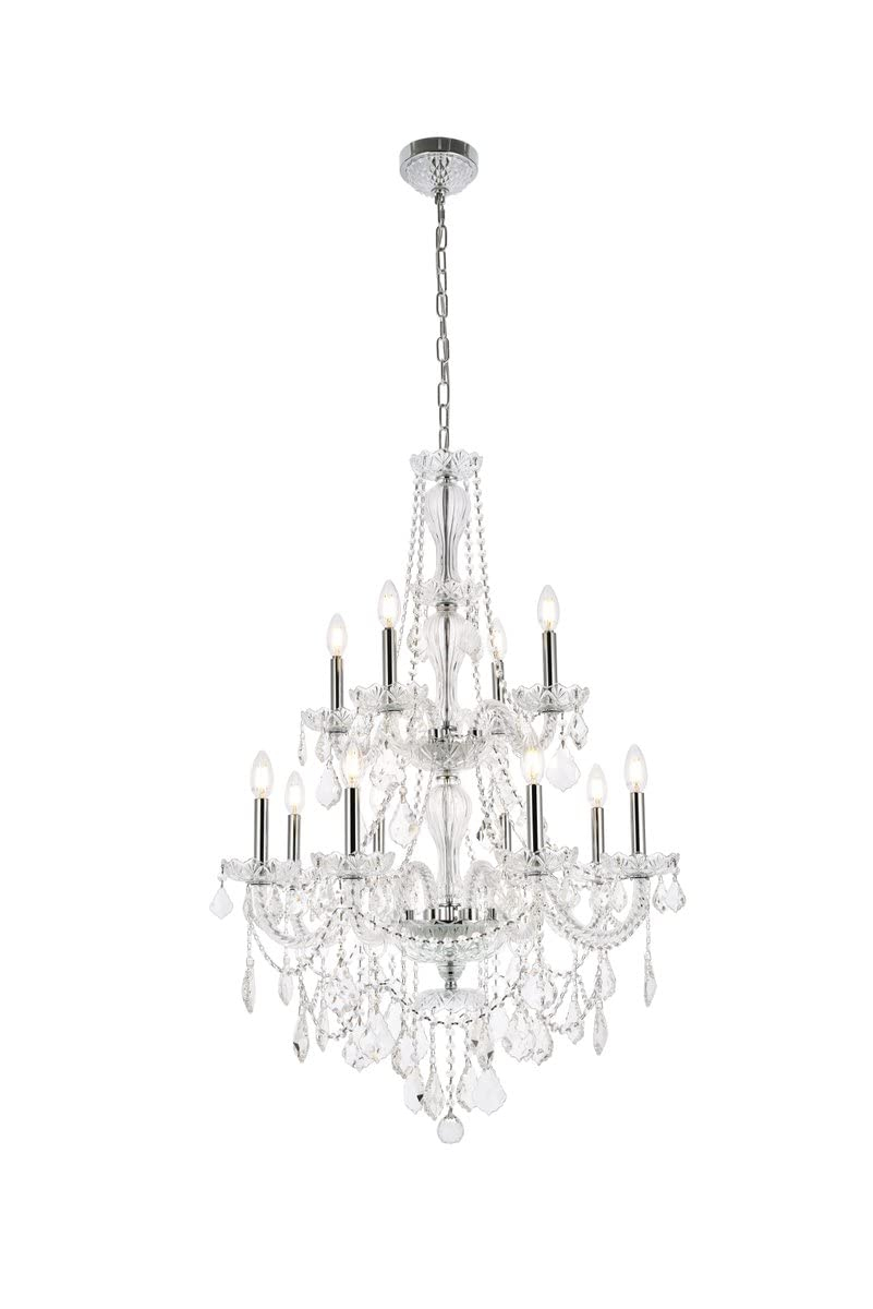 Elegant Lighting Giselle 28" 12 Light Royal Crystal Chandelier
