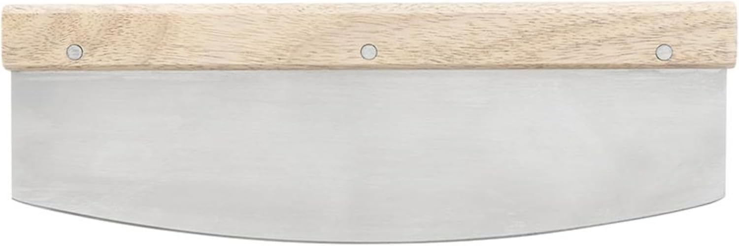 Santa Barbara Design Studio Pizza Rocker Stainless Steel and Oak Cutter, 13" x 4", Pizza My Heart