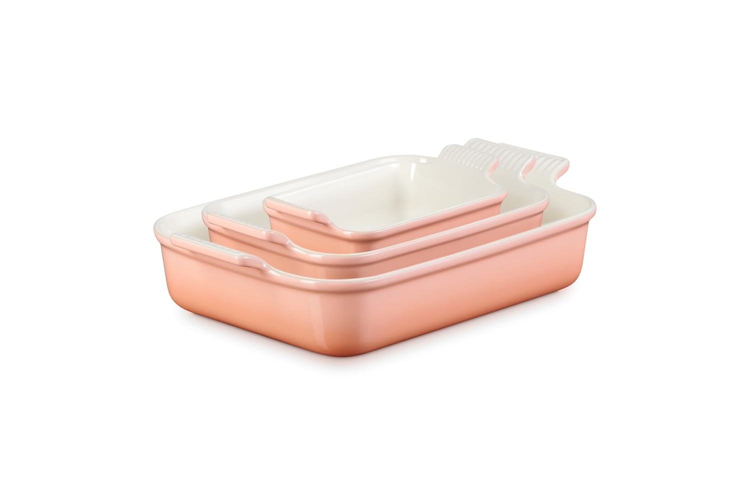 Le Creuset Stoneware Heritage Set 3 Rectangular Dishes, Peche