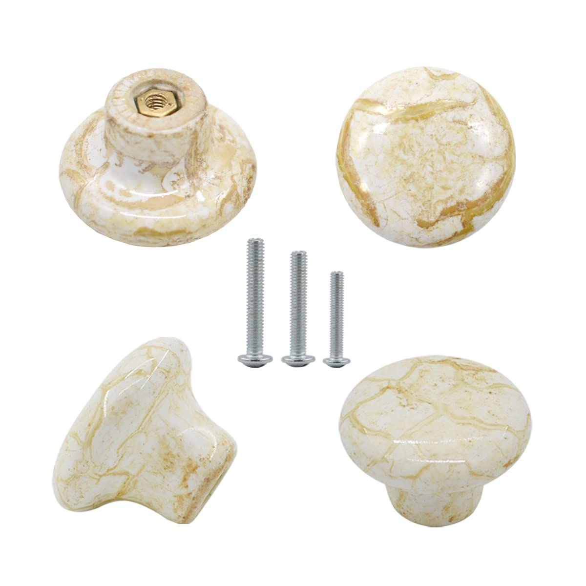 10 Pack 1.2" Ceramic Knobs Door Handle Cabinet Drawer Marble Finish Cupboard Pull for Cupboards, Wardrobe, Drawer, Dresser, Chest