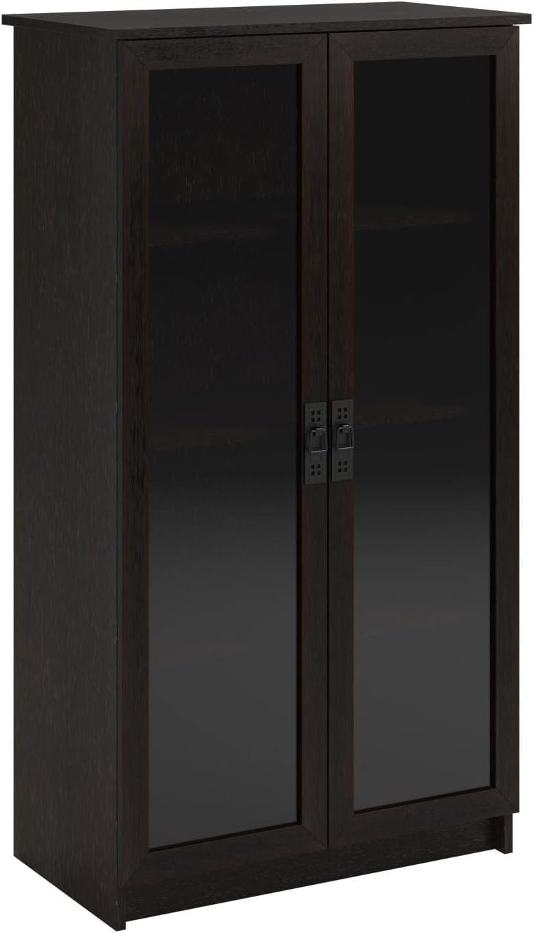 Ameriwood Home Quinton Point Black Composite 4 -Shelf Bookcase with Doors ( 29.56-in W x 53.25-in H x 15.625-in D ) Finished