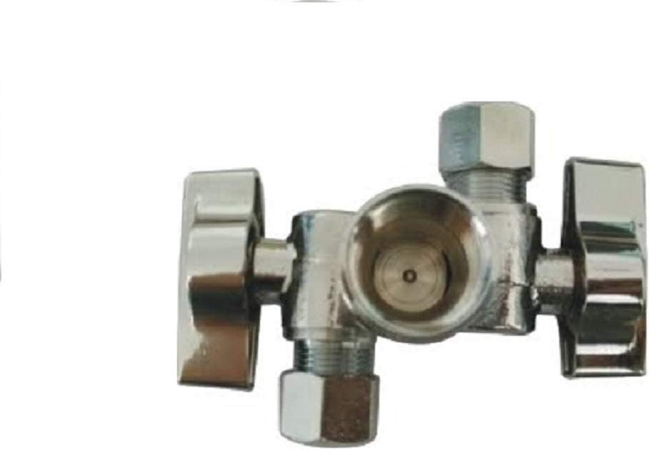 EZ-Fluid Double Handles Chrome LF Brass Angle Stop Valve 1/2" FIP X 3/8" Comp X 3/8" Comp 1/4 Turn Water Shut Off Ball Valve For Water Pipes,For Faucet Toilet Valve ,Dishwasher,Filter-1PCS