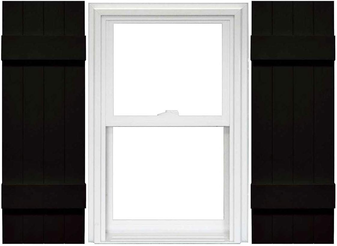Mid America Board and Batten 14" 4 Board Joined Vinyl Standard Shutter (1 Pair) - 14 x 35 002 Black