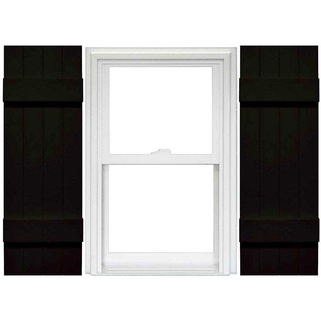 Mid America Board and Batten 14" 4 Board Joined Vinyl Standard Shutter (1 Pair) - 14 x 35 002 Black