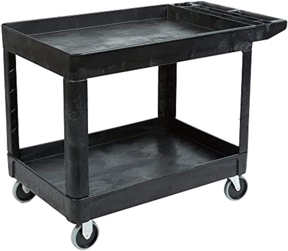 Rubbermaid Heavy Duty 2-Shelf Utility Cart With Lipped Shelf Medium