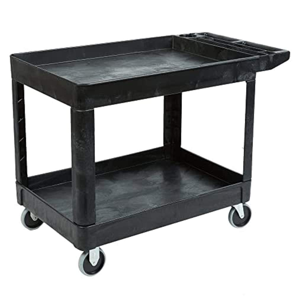 Rubbermaid Heavy Duty 2-Shelf Utility Cart With Lipped Shelf Medium