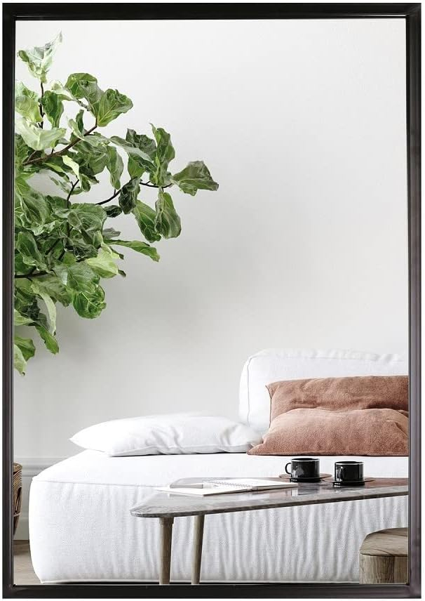 Mirrorize Large Wall Mounted Mirror, Full Body Rectangle Metal Frame Black Mirror, Bathroom Vanity Mirror for Wall, 35"X24"