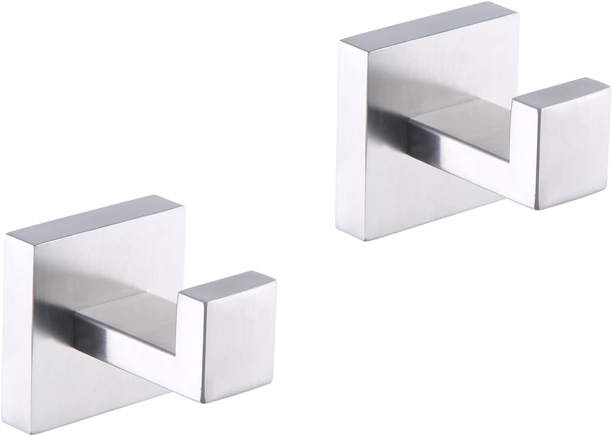 GERZWY Brushed Stainless Steel Towel Hook Robe Hook Coat Hook Heavy Duty Wall Mounted Luxury Hooks for Bathroom Hotel 2 Pack FG1607-2LS