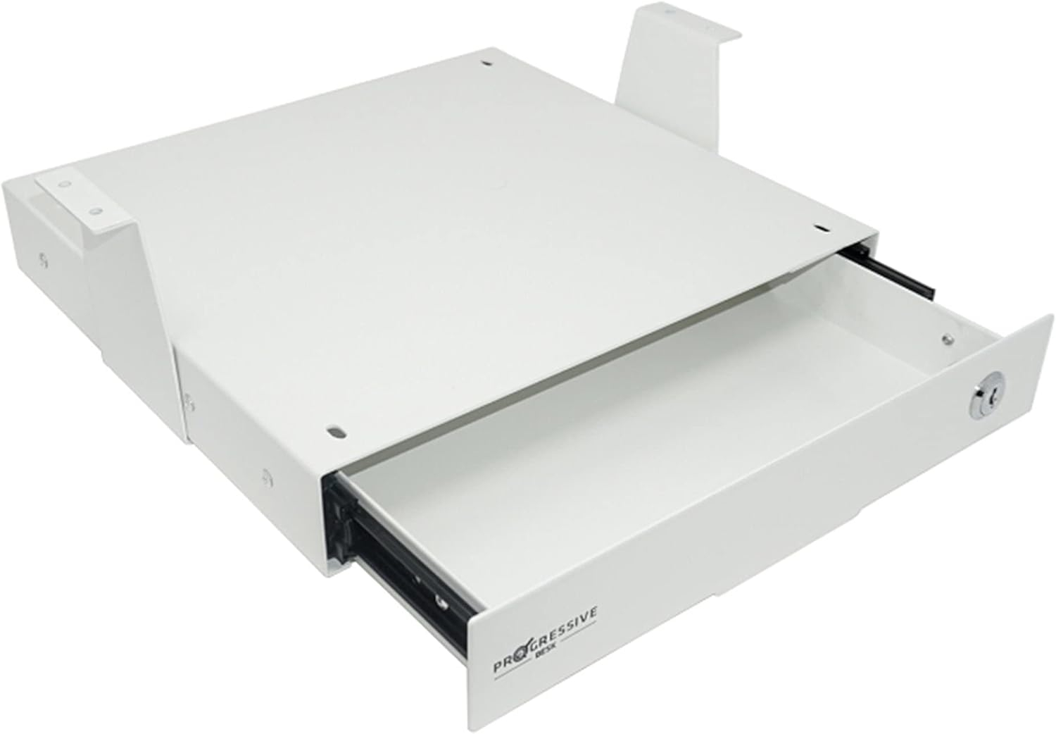 PROGRESSIVE AUTOMATIONS Under Desk Mount Drawer for Stand up Desk- White, Big, DS-01-White