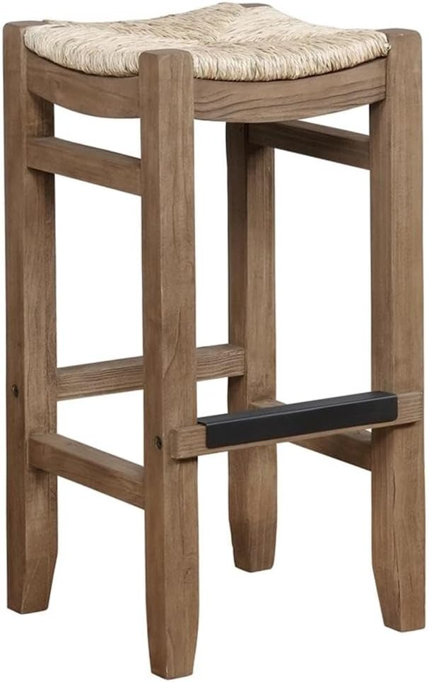 Alaterre Furniture Newport 30"H Wood Bar Stool with Rush Seat