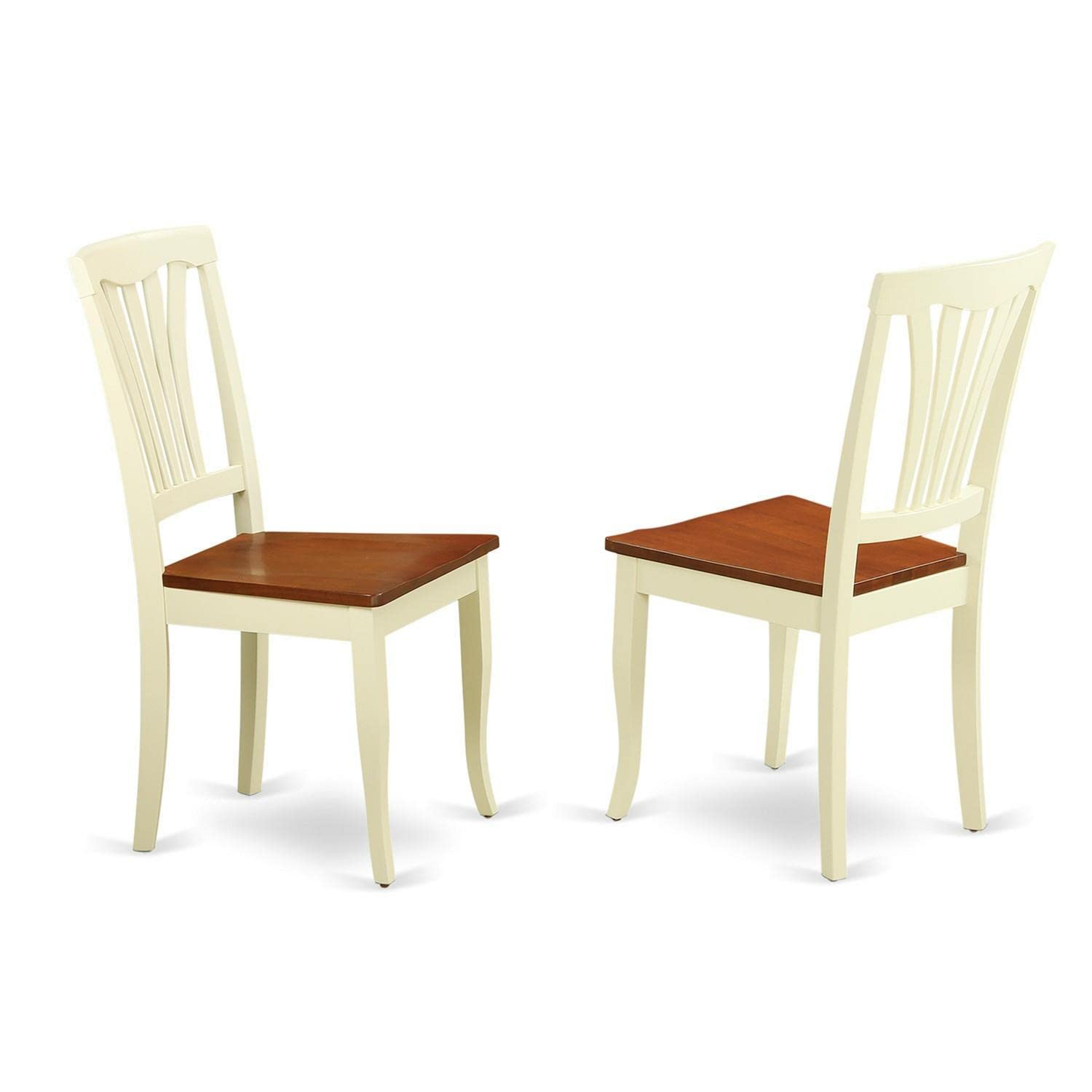 Avon Cream & Cherry Solid Wood Slat-Back Dining Chair, Set of 2