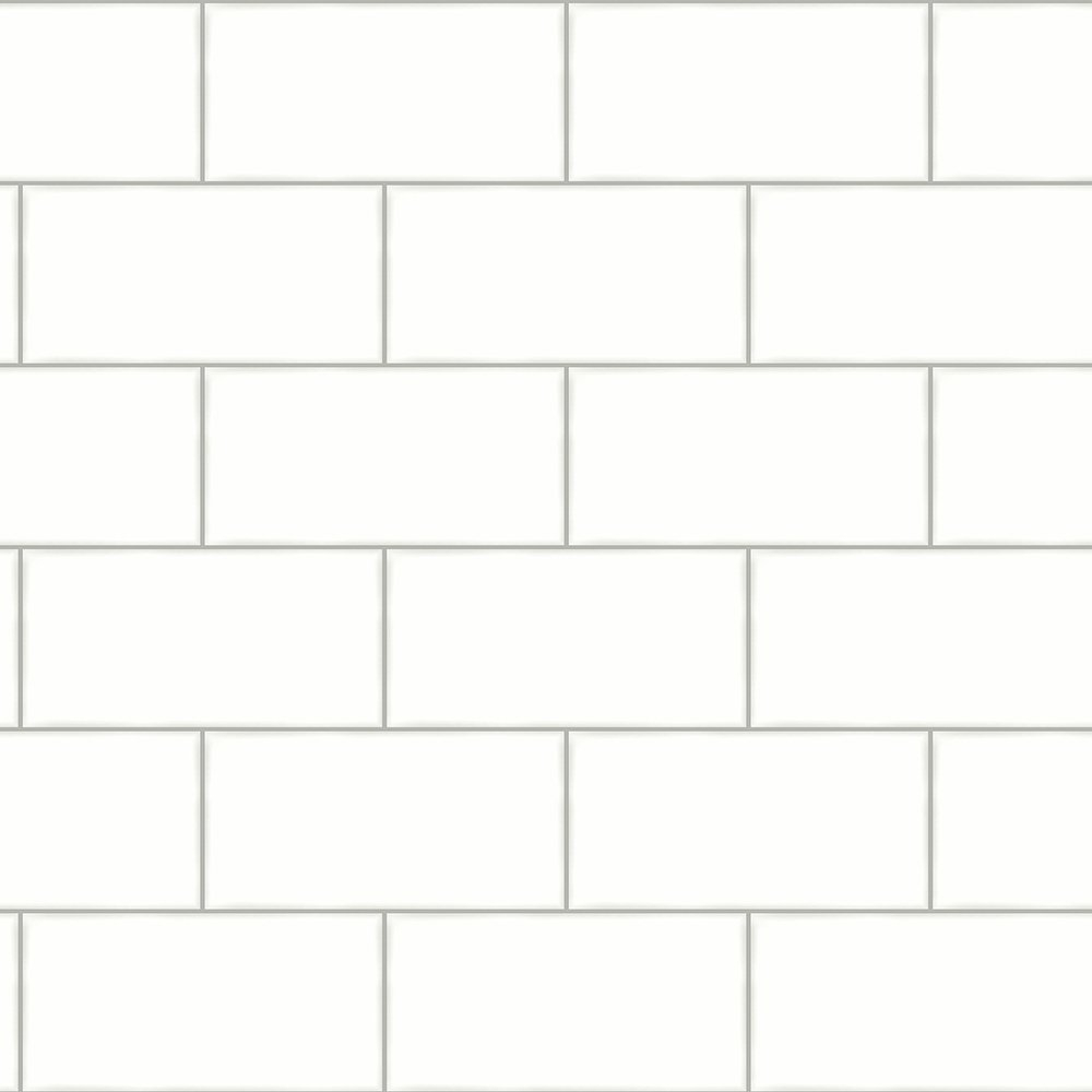 Chesapeake Freedom Off-White Subway Tile Wallpaper