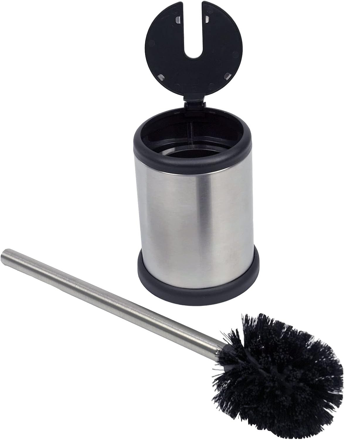 Casaphoria Stainless Steel Toilet Bowl Brush and Holder set for Deep Cleaning,Bowl Scrubber Brush with Lid for Bathroom,Deluxe Freestanding Toilet Brush and Plunger Combo