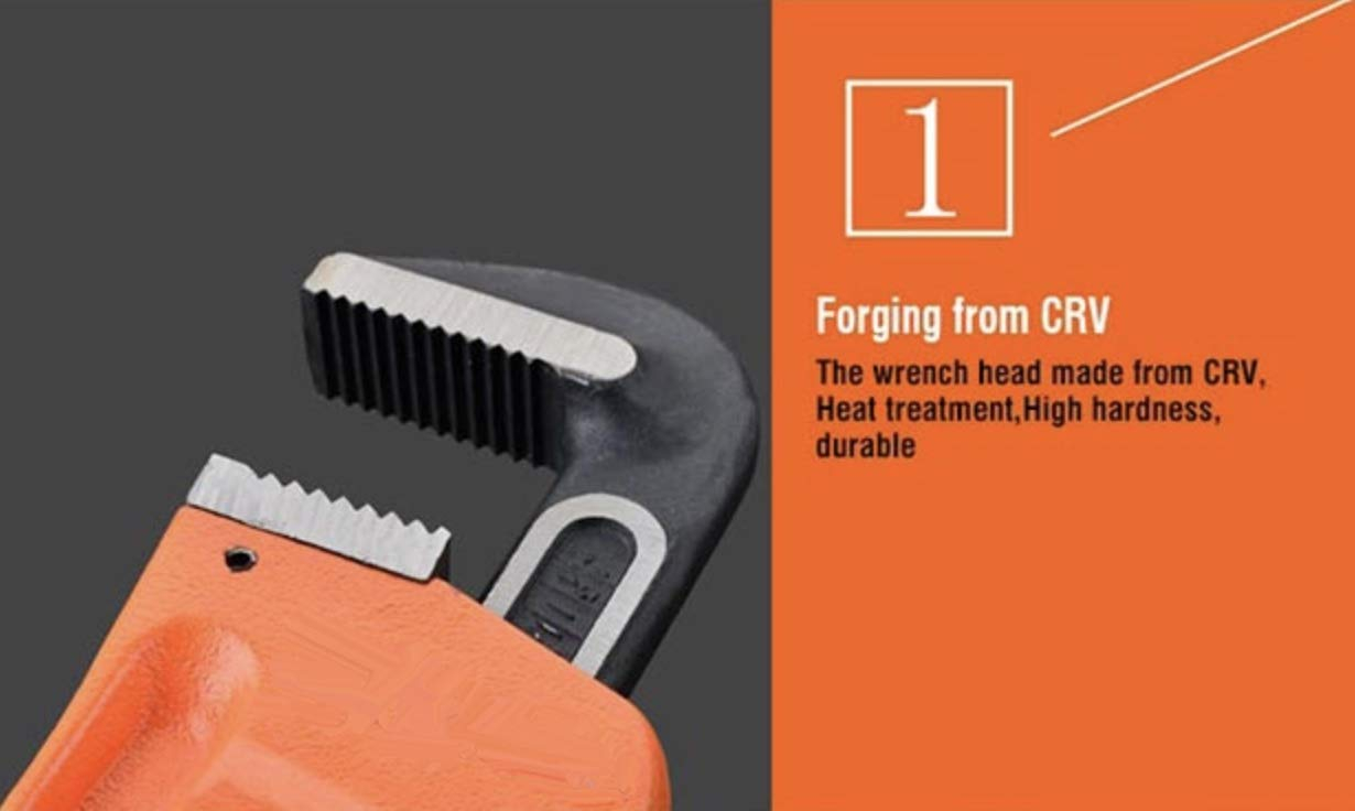 Edward Tools Pipe Wrench - Heavy Duty Heat Treated Steel Plumbing Wrench Tool - Forged Hook Jaw for Superior Grip - Quick Adjustment Nut (18")