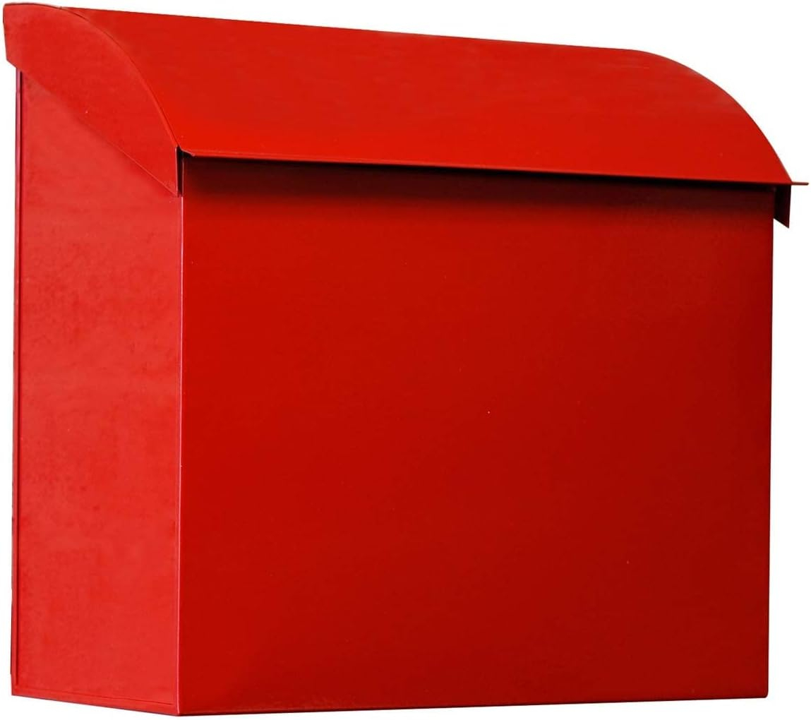 NACH Baxter High Capacity Parcel Mailbox - Wall Mount Mailboxes for Outside, Rust Resistant Galvanized Metal Mailbox - Red Mailbox- 12.4”x7.1”x11.8, MB-7000RED