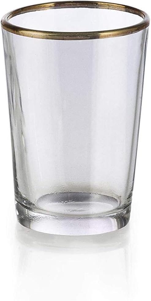 Serene Spaces Living Set of 6 Gold Rimmed Glass Votive Holders, Ideal for use at Home, Wedding, Aromatherapy, Spa, Reiki, Measures 3.5" Tall & 2.5" Diameter