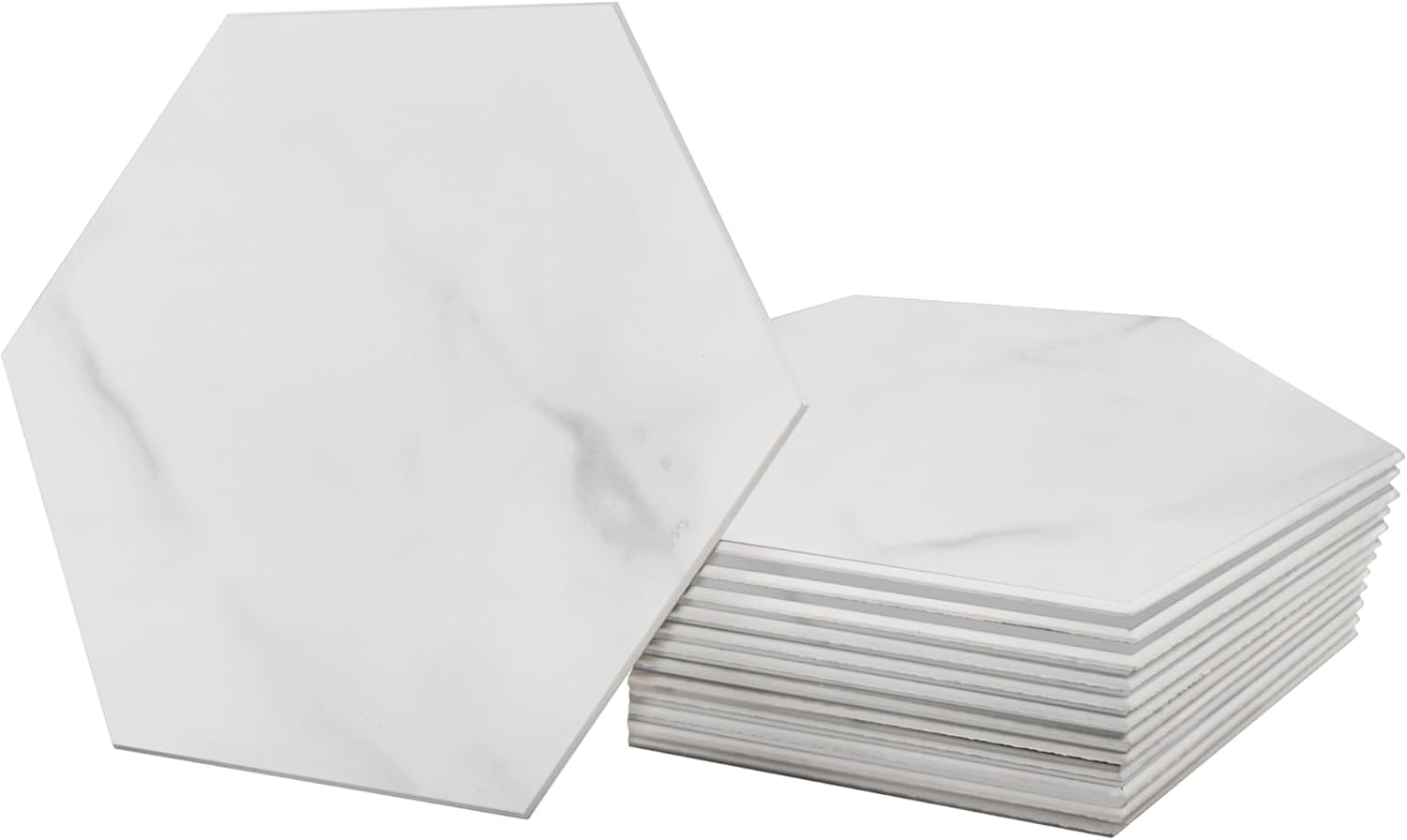 Avant Decor | Stone Composite Hexagon Stone Texture | Peel and Stick Kitchen Backsplash Tiles | Stick On Wall Tiles | Easy DIY Installation | 6” x 6.9” | Single Tile