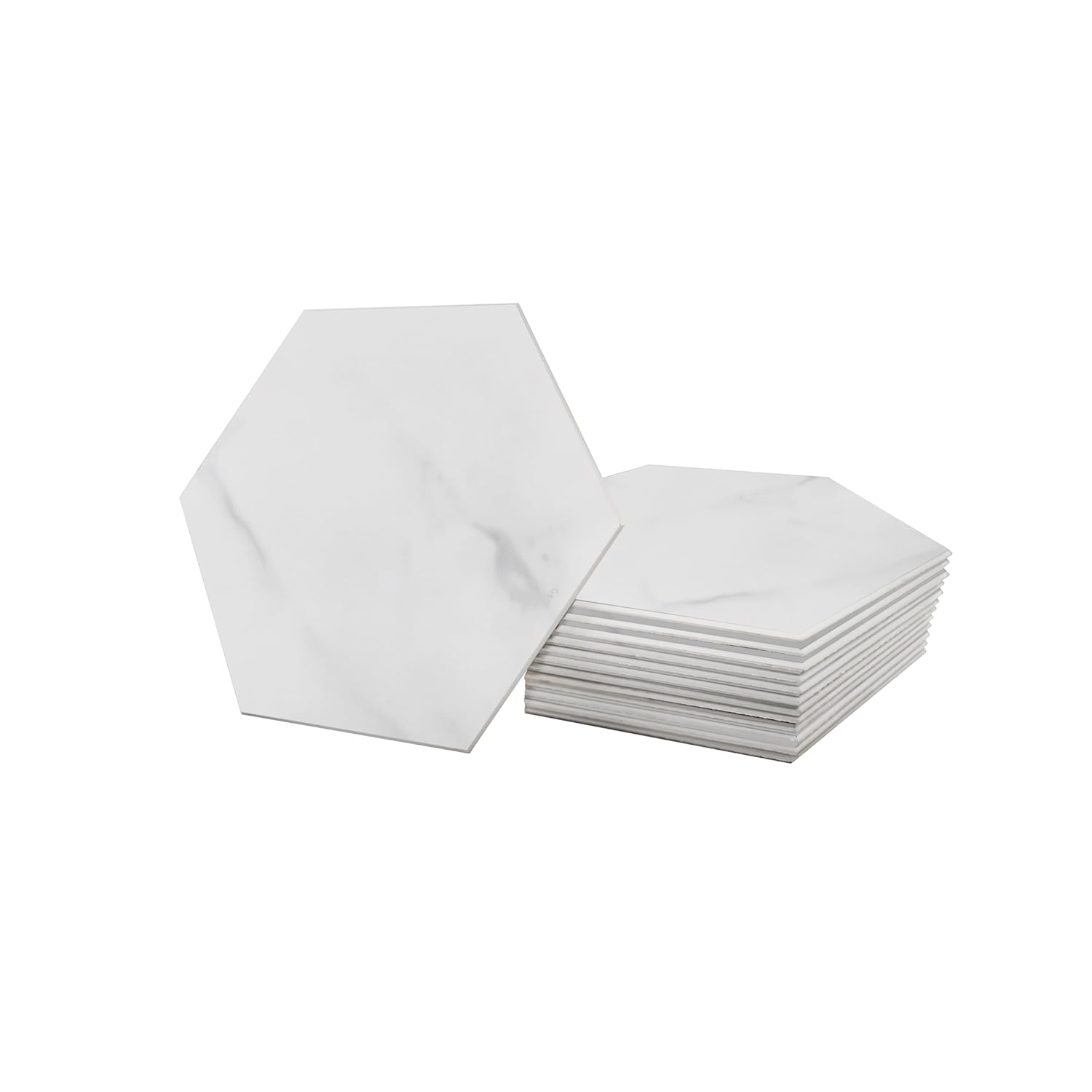 Avant Decor | Stone Composite Hexagon Stone Texture | Peel and Stick Kitchen Backsplash Tiles | Stick On Wall Tiles | Easy DIY Installation | 6” x 6.9” | Single Tile