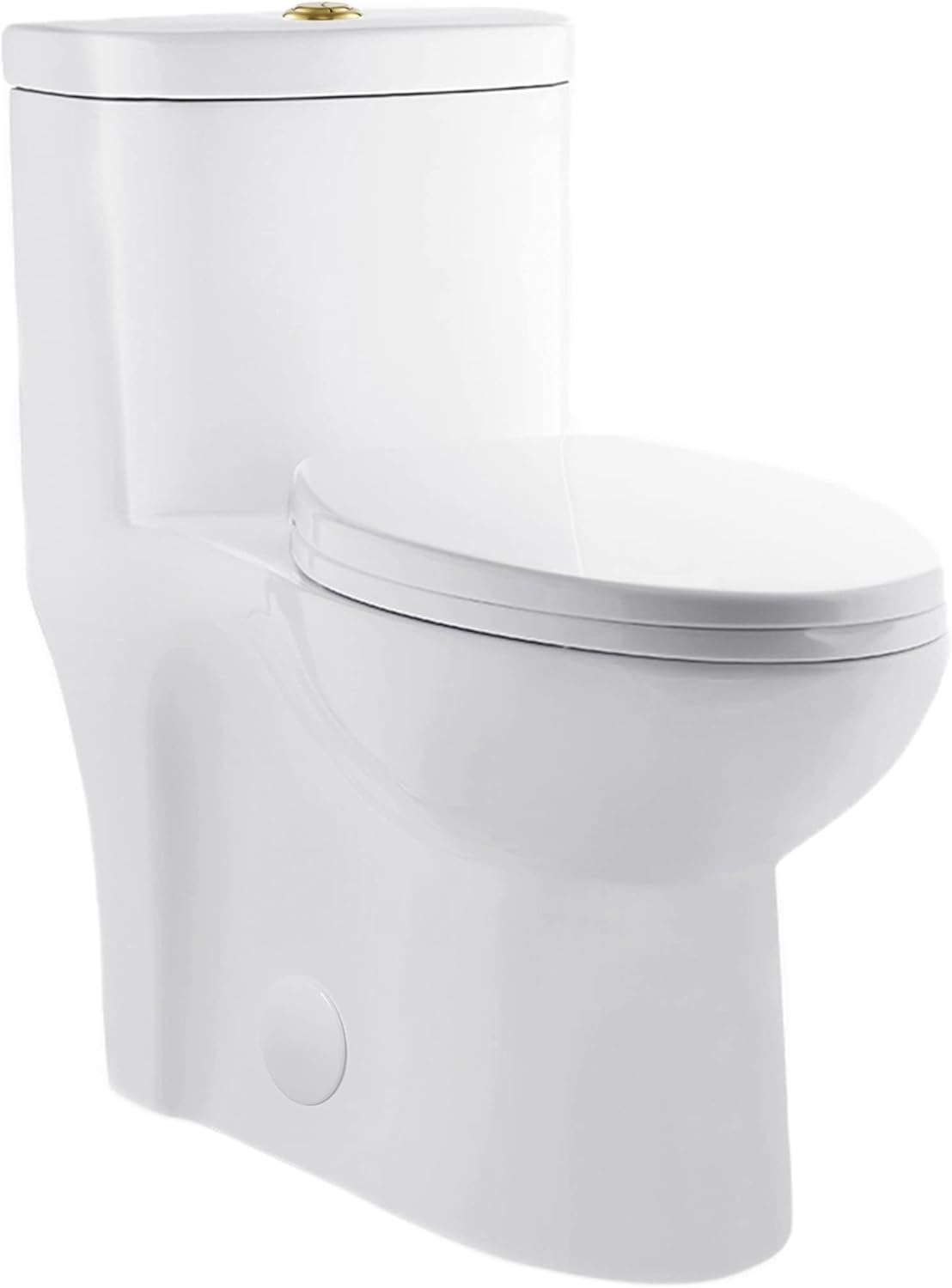 Swiss Madison Besanxcon Glossy White Elongated Standard height 12-in Rough-In 1.6 GPF Touchless Smart Compatible Slow Close Feature 1-piece Toilet