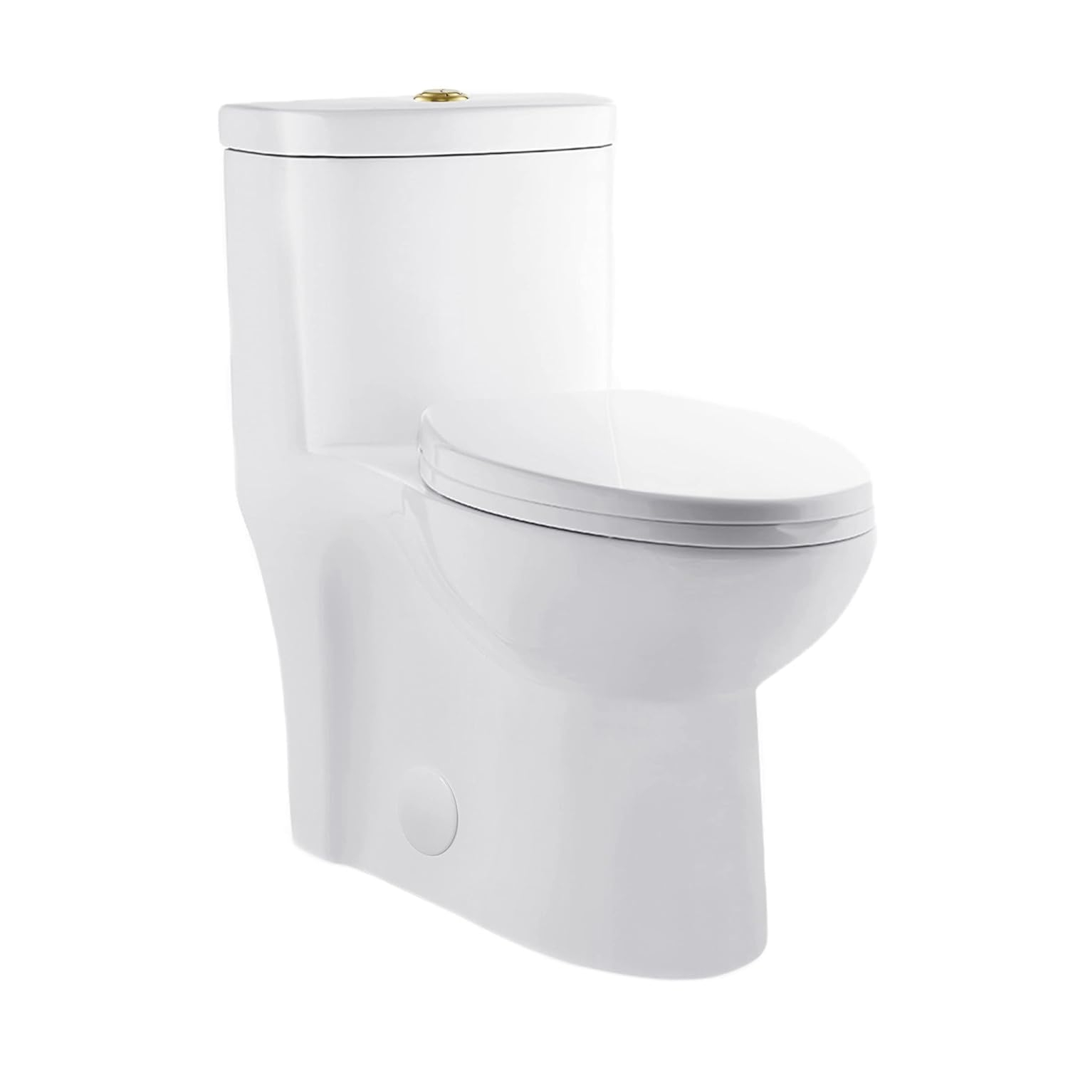 Swiss Madison Besanxcon Glossy White Elongated Standard height 12-in Rough-In 1.6 GPF Touchless Smart Compatible Slow Close Feature 1-piece Toilet