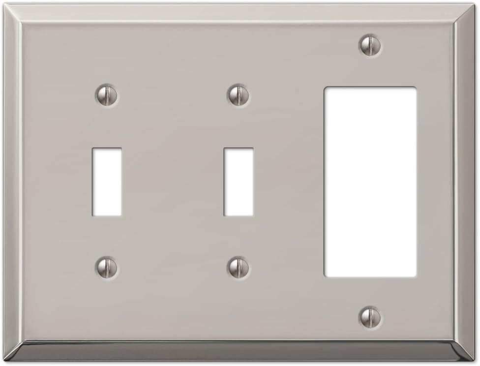 Amerelle 163TTRPN Century Wallplate, 2 Toggle, Steel, Polished Nickel, 1-Pack