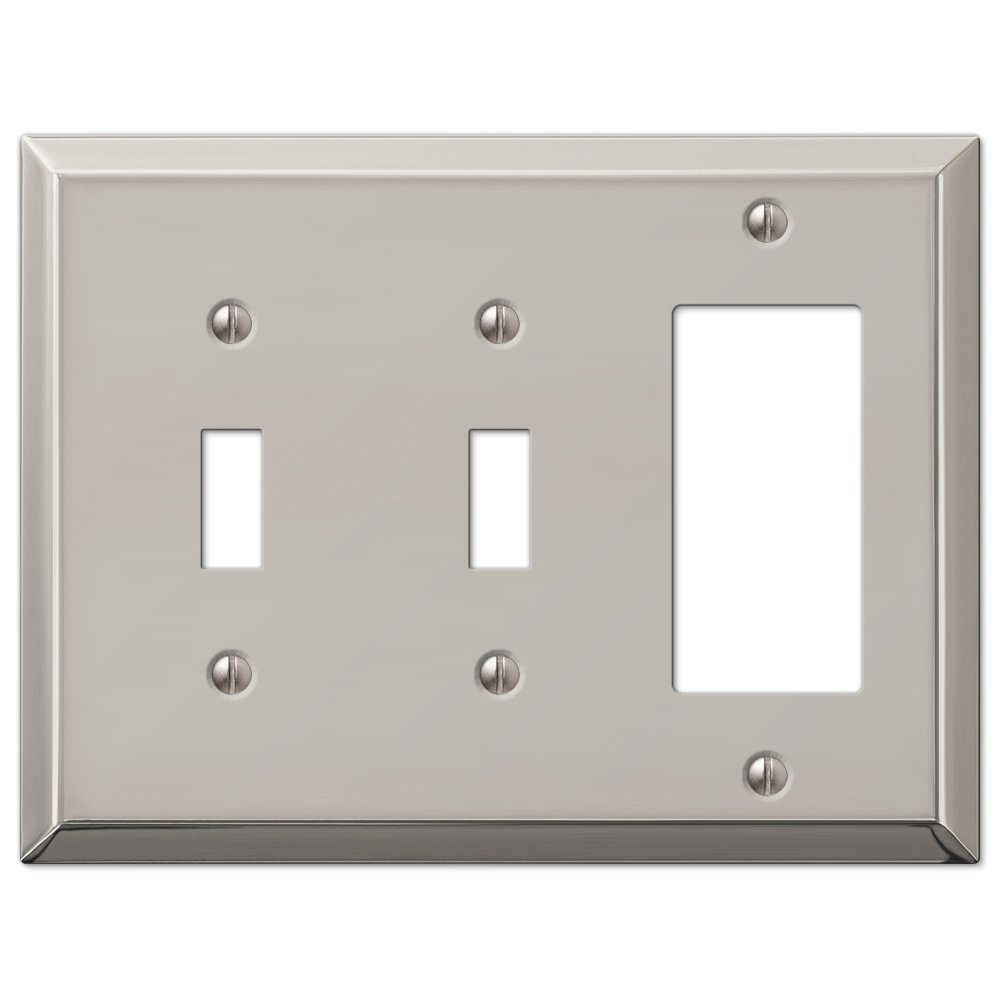 Amerelle 163TTRPN Century Wallplate, 2 Toggle, Steel, Polished Nickel, 1-Pack