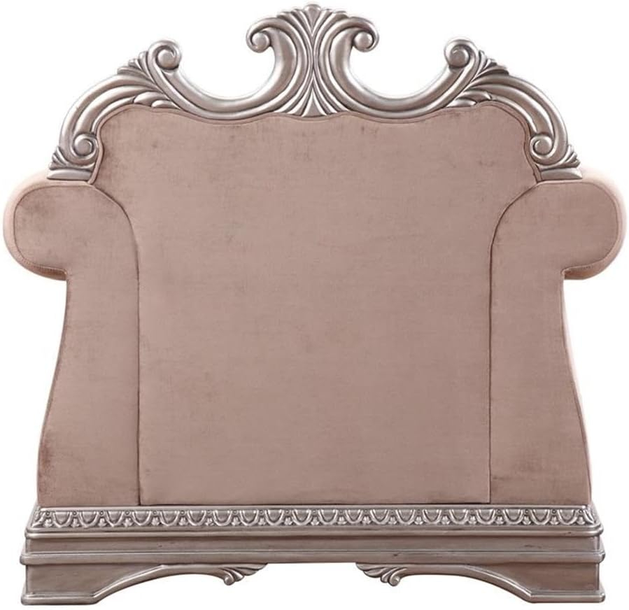 Acme Northville Upholstered Chair with 1 Pillow in Velvet and Antique Silver