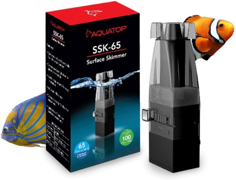 Aquatop Aquarium Surface Skimmer, 65 gallons per hour for Fish Tanks up to 100 gallons, SSK-65