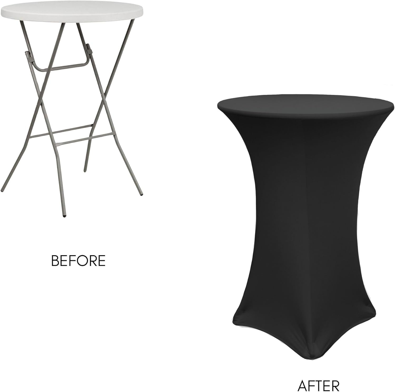Your Chair Covers - 30 Inch Highboy Cocktail Round Stretch Spandex Table Cover Black
