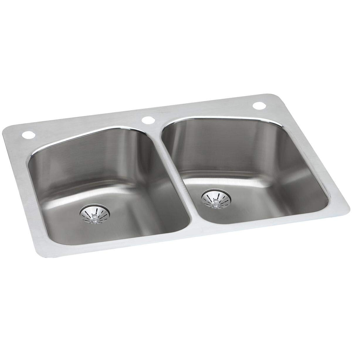 Elkay Lustertone Classic Stainless Steel 33" x 22" x 9", Equal Double Bowl Dual Mount Sink with Perfect Drain