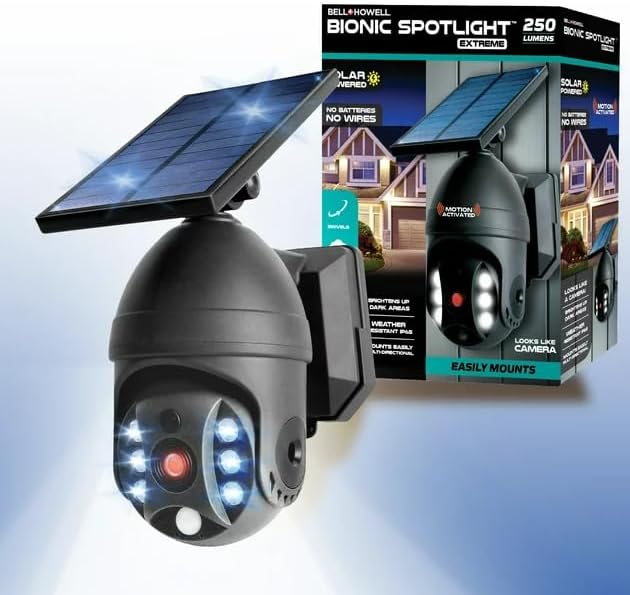 Bell and Howell Bionic Spotlight Extreme Solar Powered Motion Sensor Solar Security Light 360 Angle