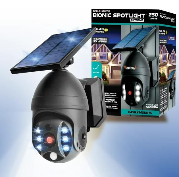 Bell and Howell Bionic Spotlight Extreme Solar Powered Motion Sensor Solar Security Light 360 Angle