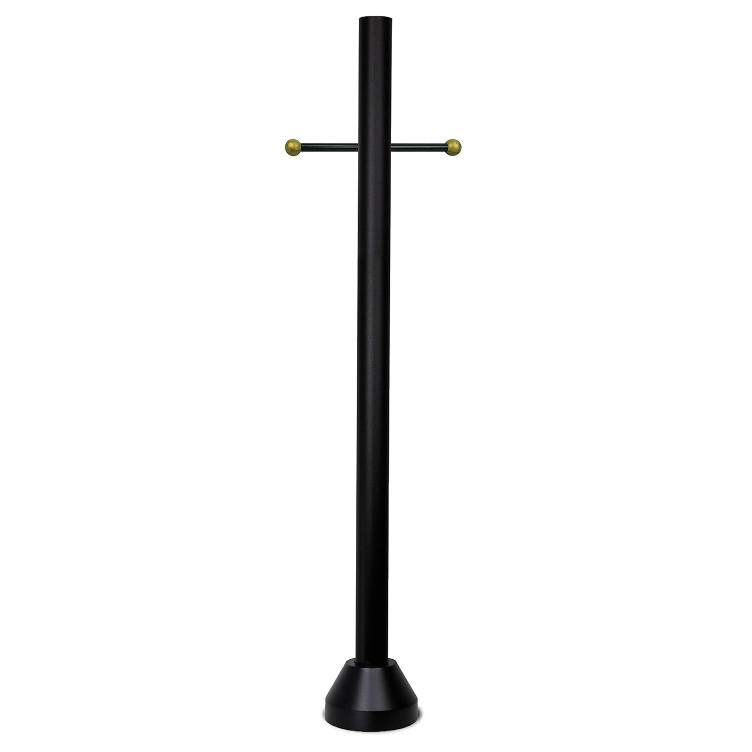 Solus 6-Foot Surface Mount Outdoor Lamp Post – Aluminum Light Pole with Standard Base Cover & Decorative Cross Arm – Black, Bronze, or White – Fits 3" Fixtures – Made in USA (Black)
