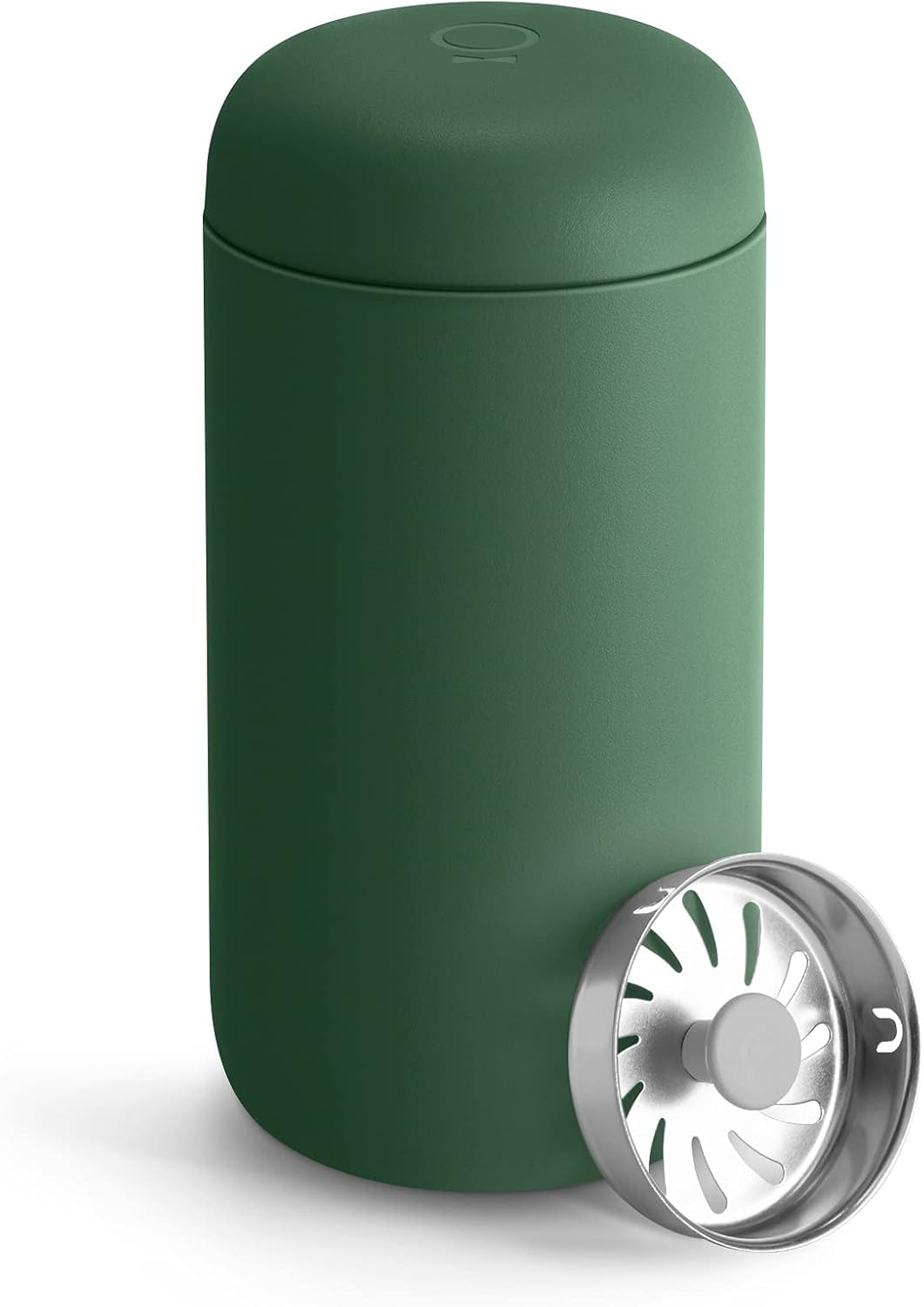 Fellow 12 oz Carter Move Travel Mug - Vacuum-Insulated Stainless Steel Travel Coffee Mug - Coffee Tumbler with Ceramic Interior and Splash Guard - Cargo Green