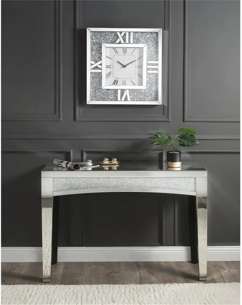 Noralie Wall Clock in Mirrored & Faux Diamonds