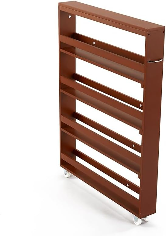 The Lakeside Collection Rolling Spice and Can Storage Rack 4 Tier - Walnut