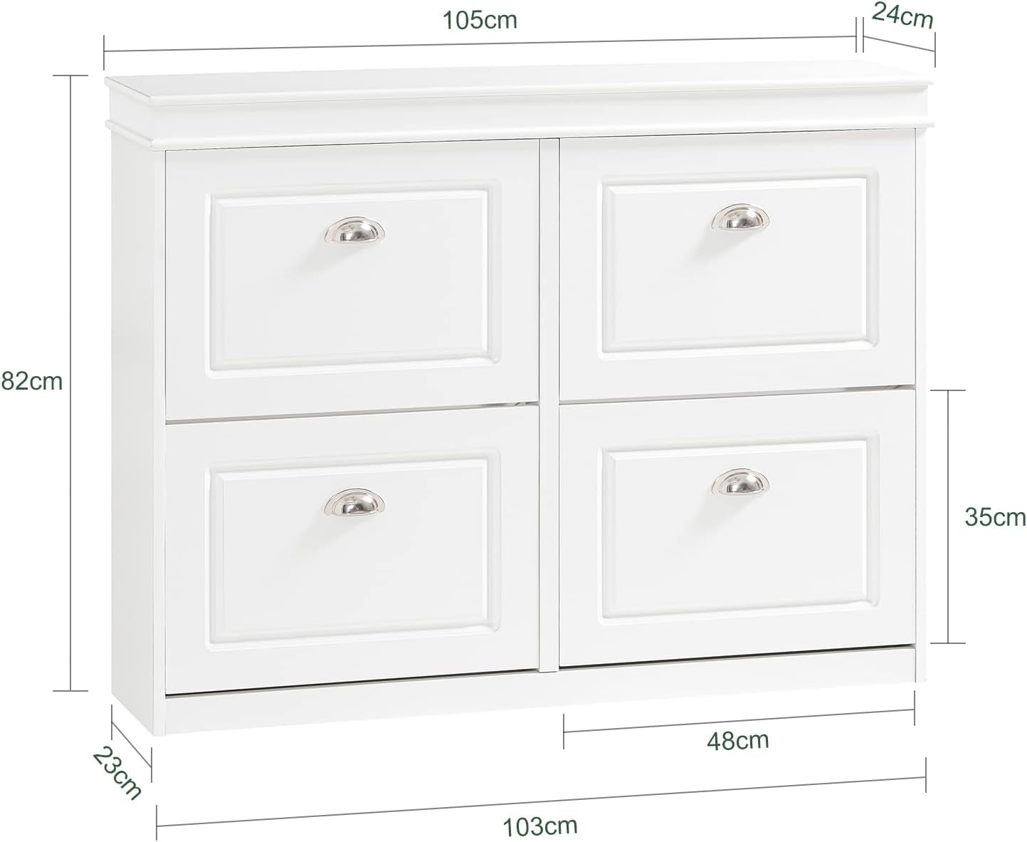 Haotian White Shoe Cabinet with 4 Flip Drawers, Large Freestanding Shoe Rack, Modern Shoe Organizer for Entryway, Hallway, Entance FSR79-W