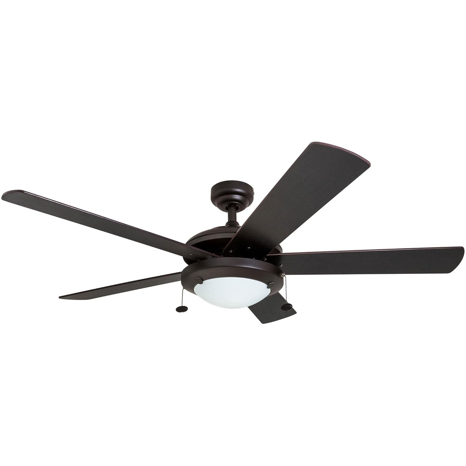 Prominence Home Bolivar 52" Bronze Ceiling Fan with 5 Blades, Integrated LED Light Kit, Pull Chains & Reverse Airflow