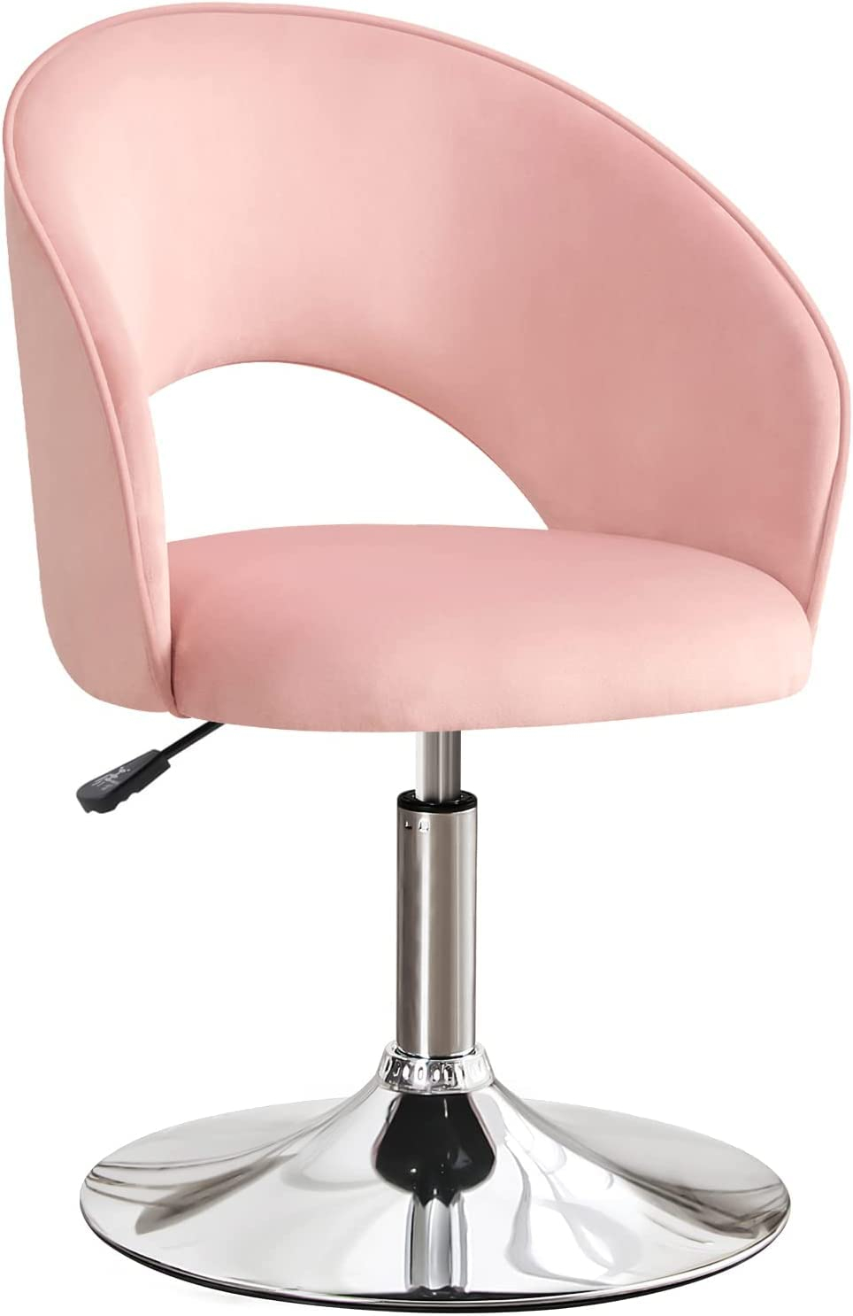 Furniliving Velvet Swivel Chair Upholstered Accent Chair Adjustable Mid-Backrest Leisure Chairs,Pink