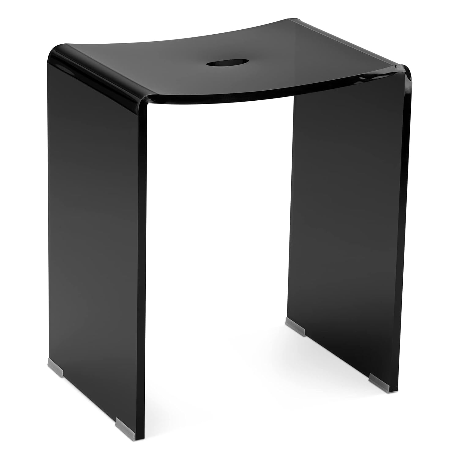 Navaris Black Acrylic Shower Bench - Waterproof Stool for Bathroom or Vanity 17.1" x 14.6" x 11" - Modern Glam Transparent Seat - Holds up to 220 lbs