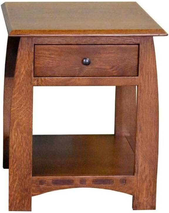 Mission Quarter Sawn White Oak 1 Drawer Inlay End Table