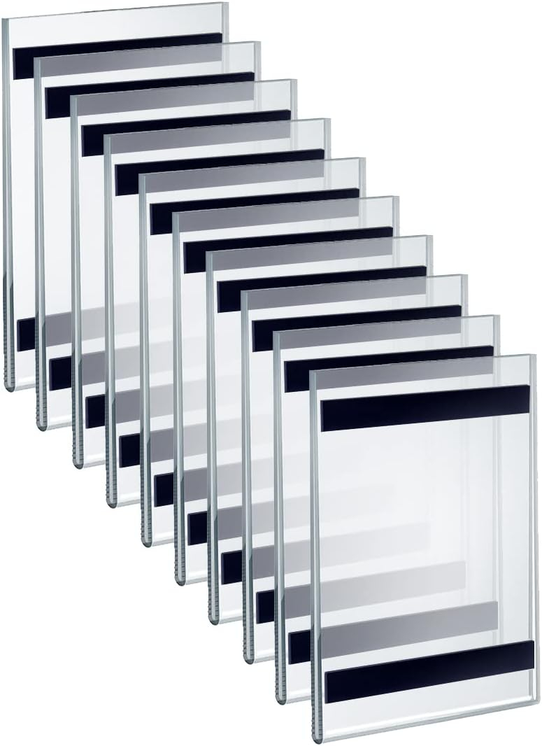 Azar Displays Clear Acrylic Magnet Back Sign Holder Frames 5" W x 7" H - Vertical / Portrait, 10-Pack (Set of 10)