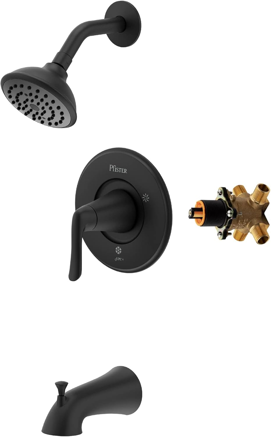 Pfister Willa Tub & Shower Trim Kit, Valve and Cartridge Included, 1-Handle, Spot Defense Matte Black Finish, 8P8WS2MALSSDB